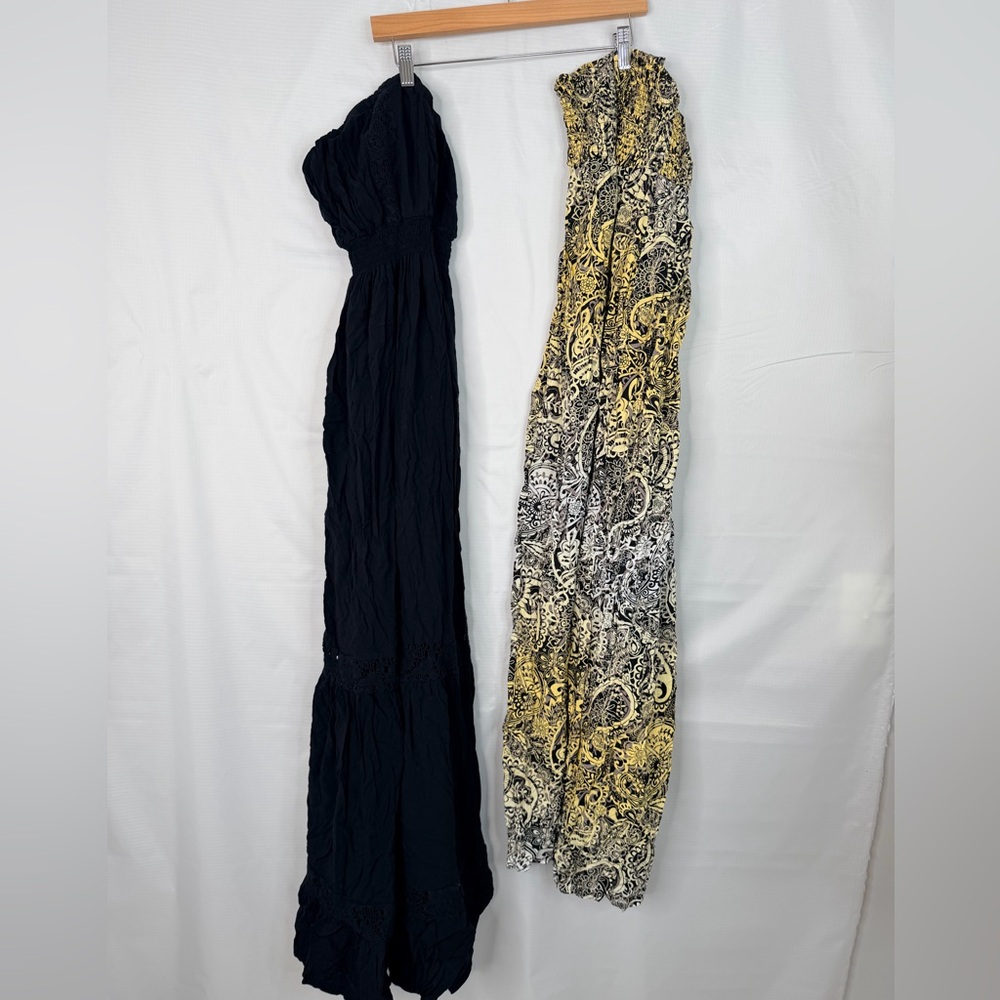 Lot of 2 Torrid Strapless Maxi Dresses Size 0 (12)‎ black/paisley